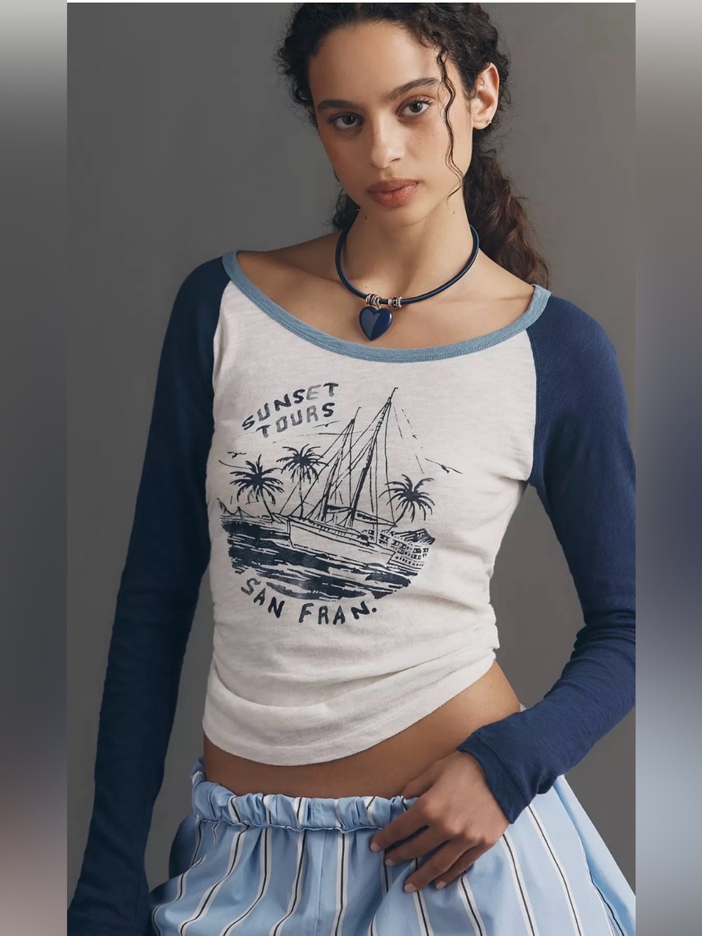 NEW Anthropologie S Pilcro Heritage Ringer Long-Sleeve Tee Top Shirt NWT
